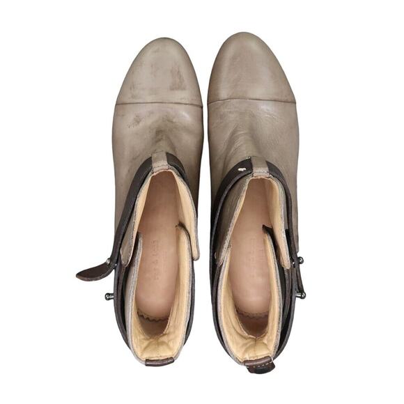 Rag & Bone Shoes Womens 35 Bootie Harrow Stacked Heel Cap Toe Leather Strap Gray - Picture 7 of 16